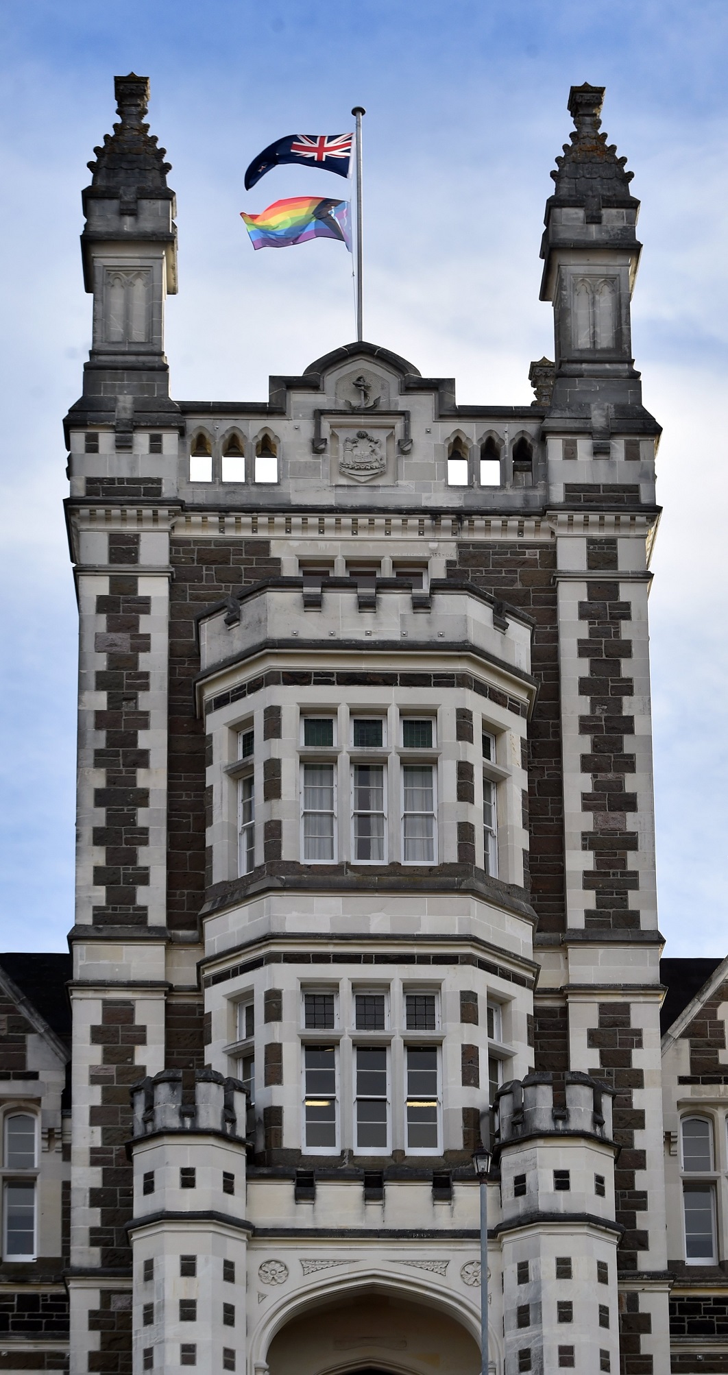 Otago Boys’ High School’s stonework was restored by the Dooleys. Photo: Peter McIntosh