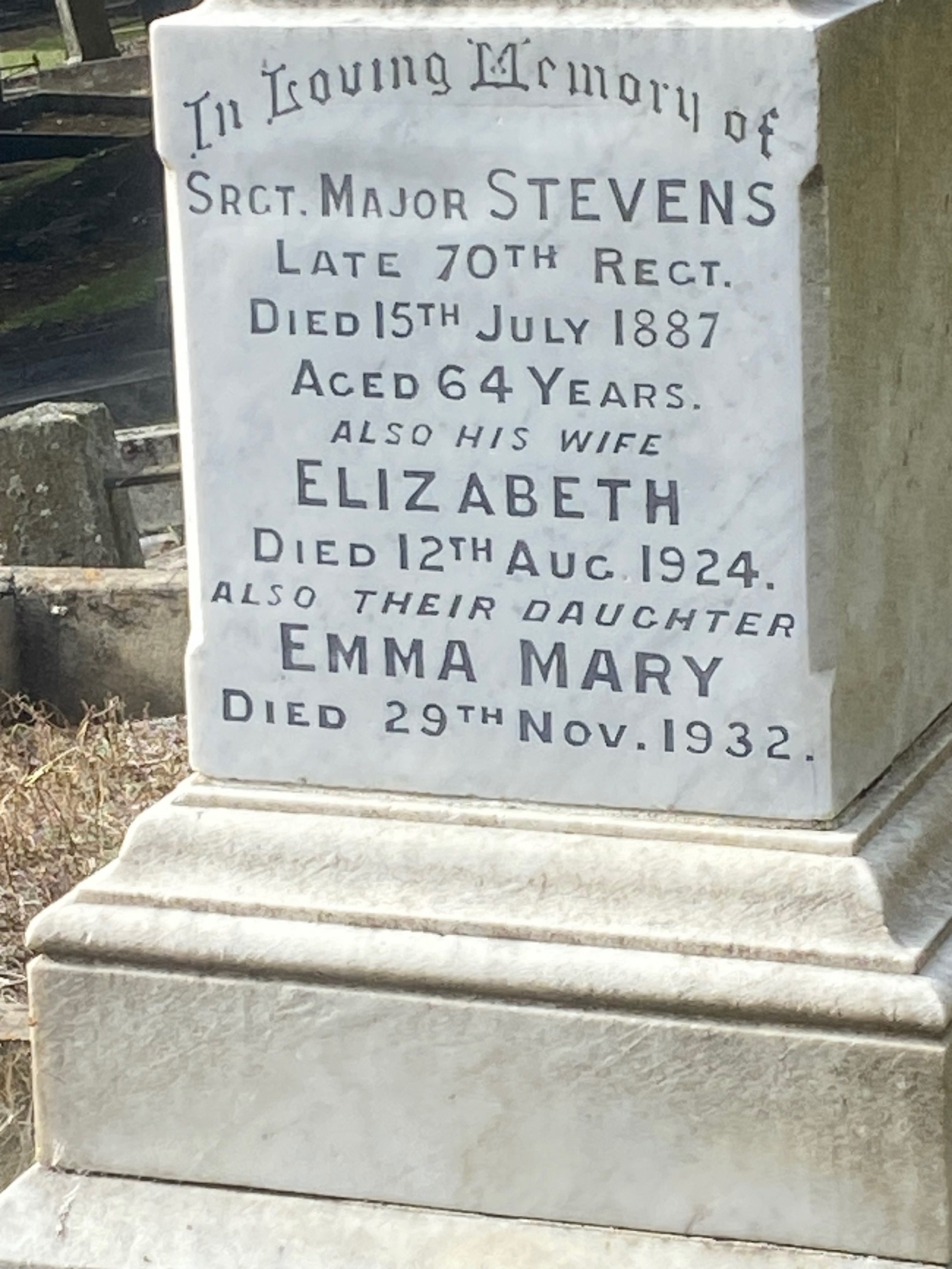 The Stevens’ family grave is in Dunedin’s Southern Cemetery.