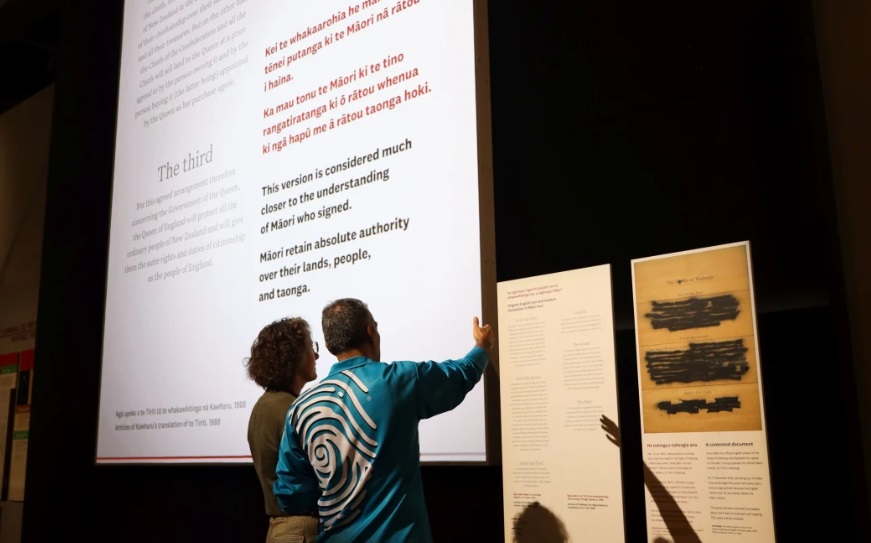 Te Papa has replaced the Treaty of Waitangi panel damaged in December 2023 with a temporary...