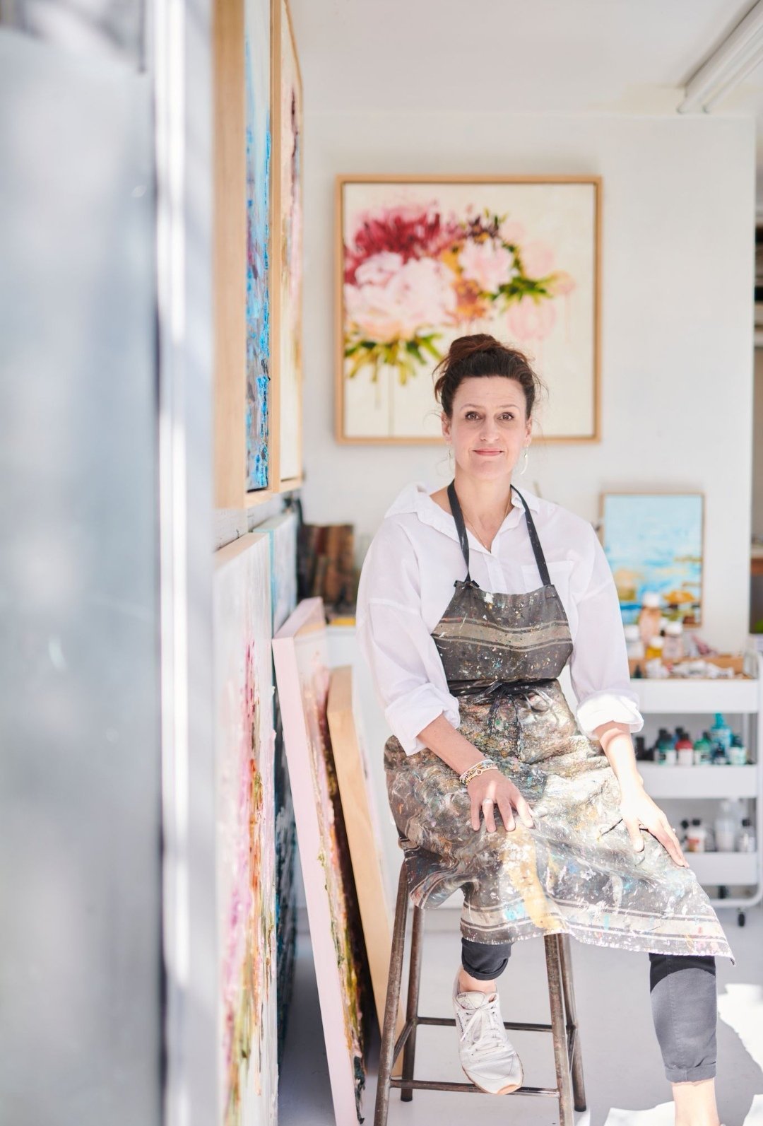 Anna Stichbury works in her small but convenient Wellington home studio. Photos: supplied