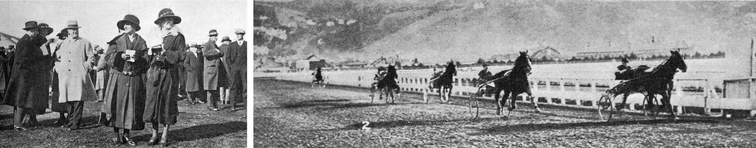 Spectators at Forbury Park as Bundaberg wins the St Clair Handicap. — Otago Witness, 20.5.1924 