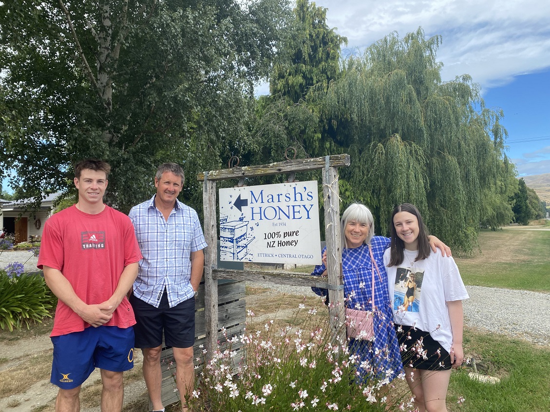 The third and fourth generation to grow up in the Marshes’ honey business are (from (left)...