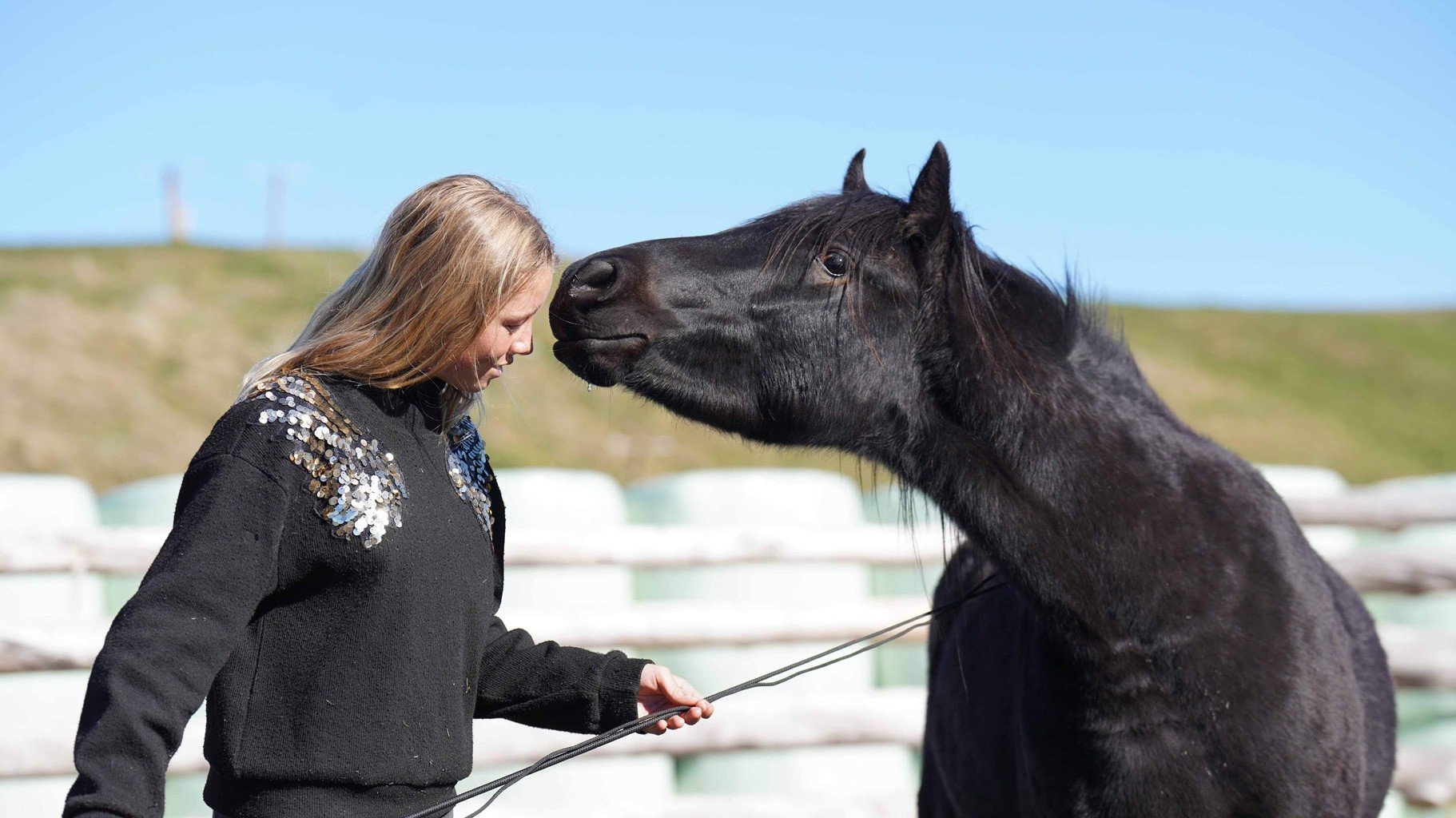 Lina Kurze works with her horse Kaala during a workshop in Taupo last month. Photo: Kelly Wilson