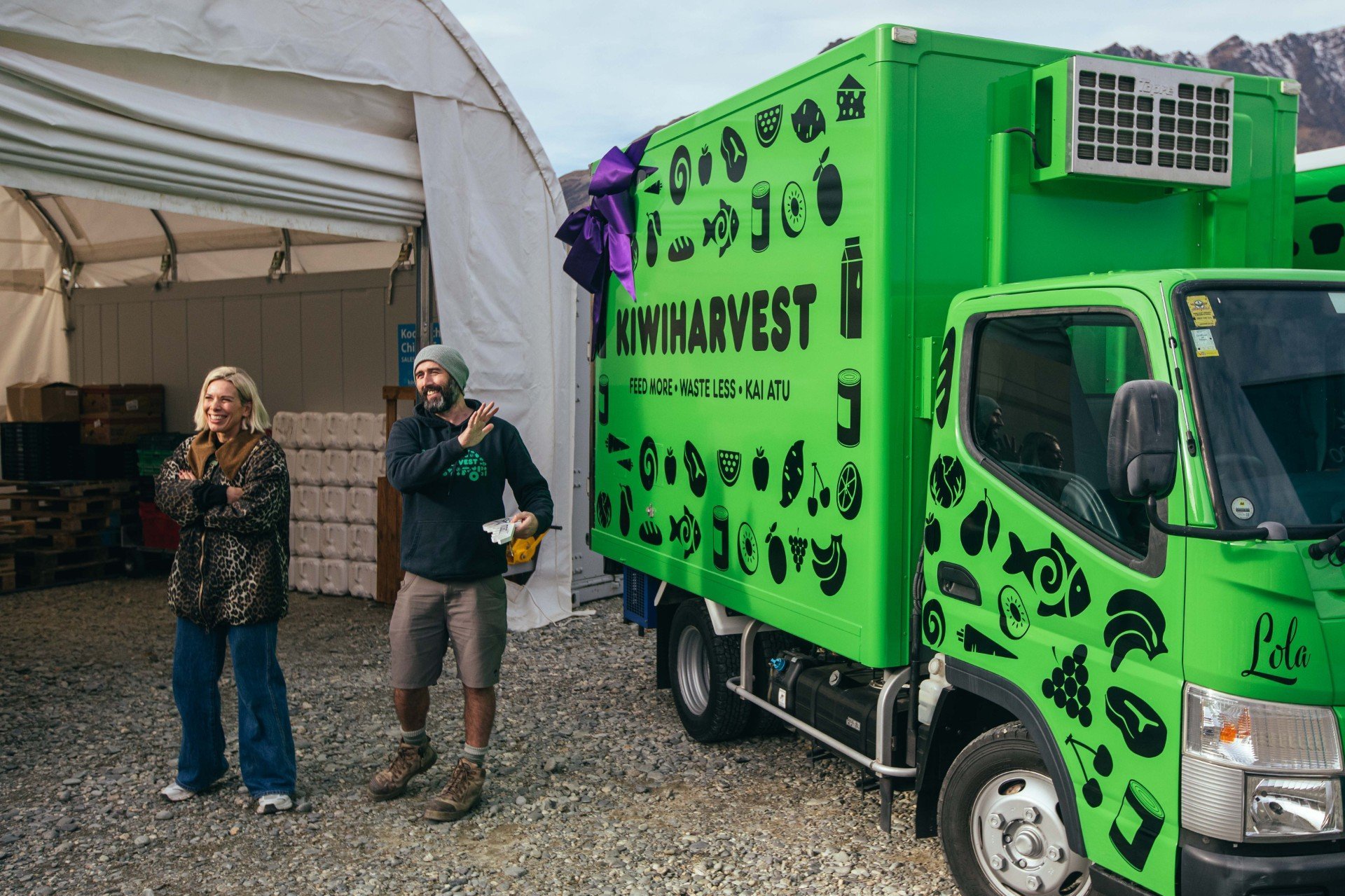 Impact100 Wakatipu chairwoman Clare Irons and KiwiHarvest Queenstown branch manager Gary Hough...