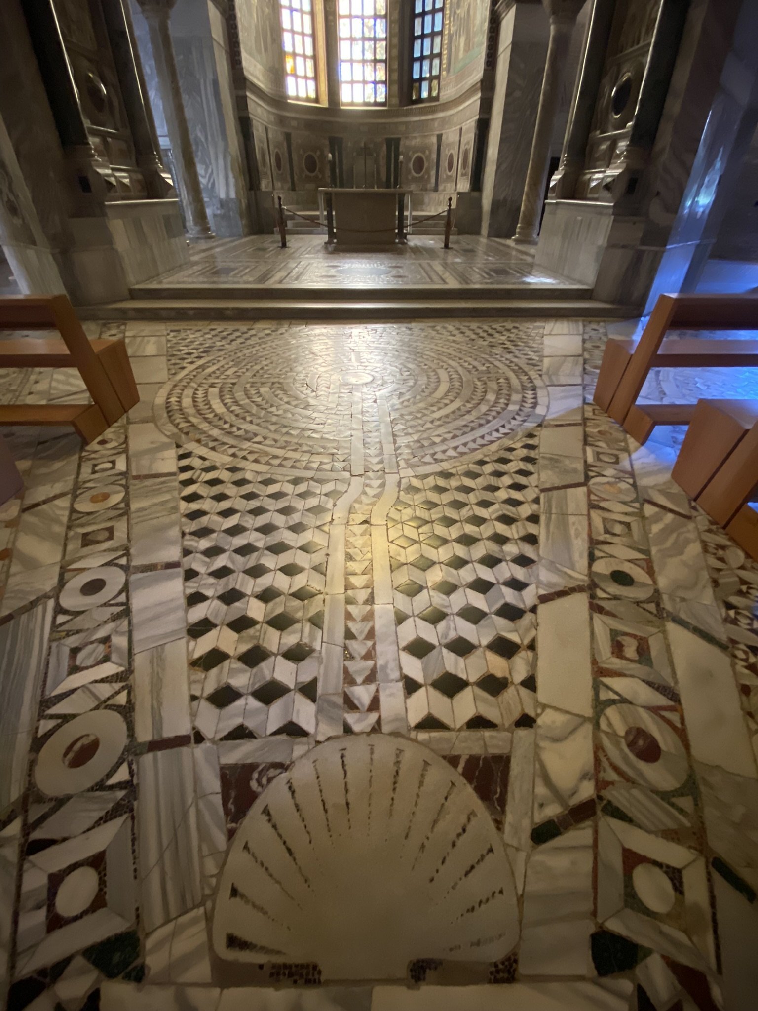 The marble labyrinth of the Basilica of San Vitale.