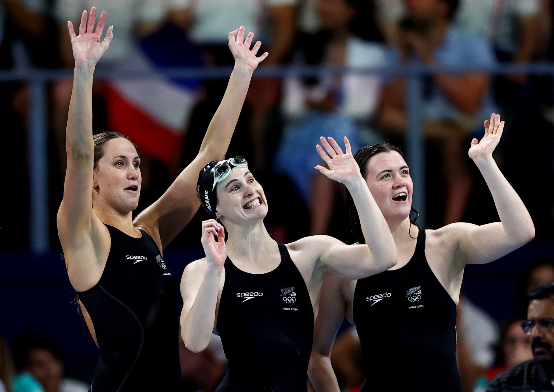 From left: Eve Thomas, Caitlin Deans and Erika Fairweather. Photo: Reuters