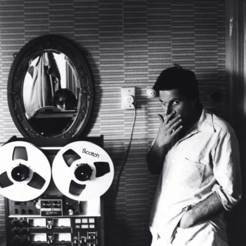 Chris Knox with a TEAC 4-track. Doug Hood is in the mirror. Photo: Alec Bathgate/Audioculture
