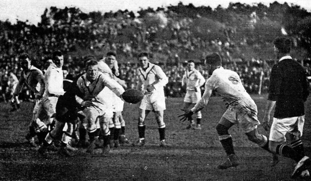 England v New Zealand match played at Tahuna Park by the rival rugby league code in August 1924. ...