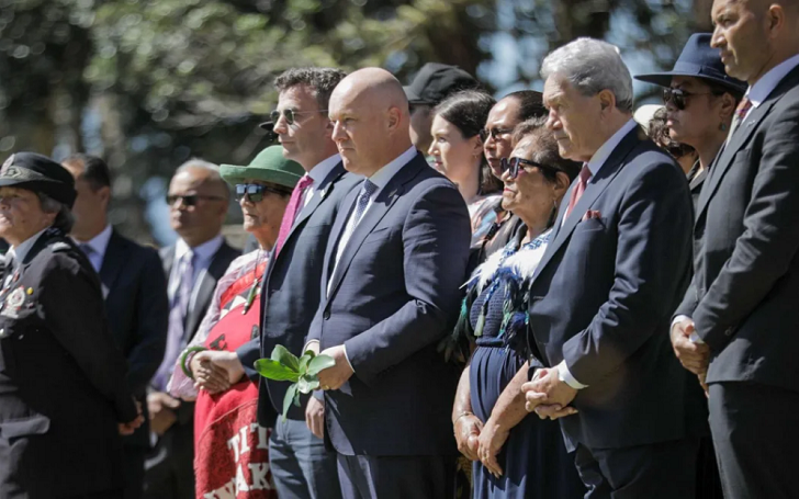 Prime Minister Christopher Luxon at Waitangi last year. Photo: RNZ