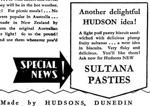 A 1933 advertisement for Sultana Pasties — a new biscuit sensation. PHOTO: SUPPLIED
