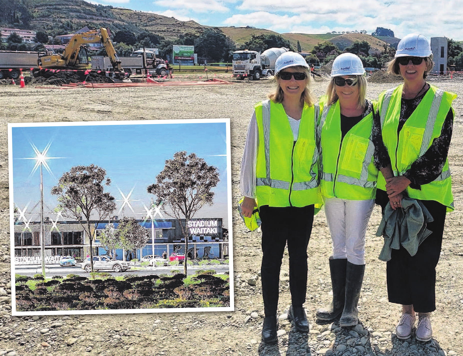 Waitaki Event Centre Trust trustee Adair Craik (left) and Otago Community Trust representatives...