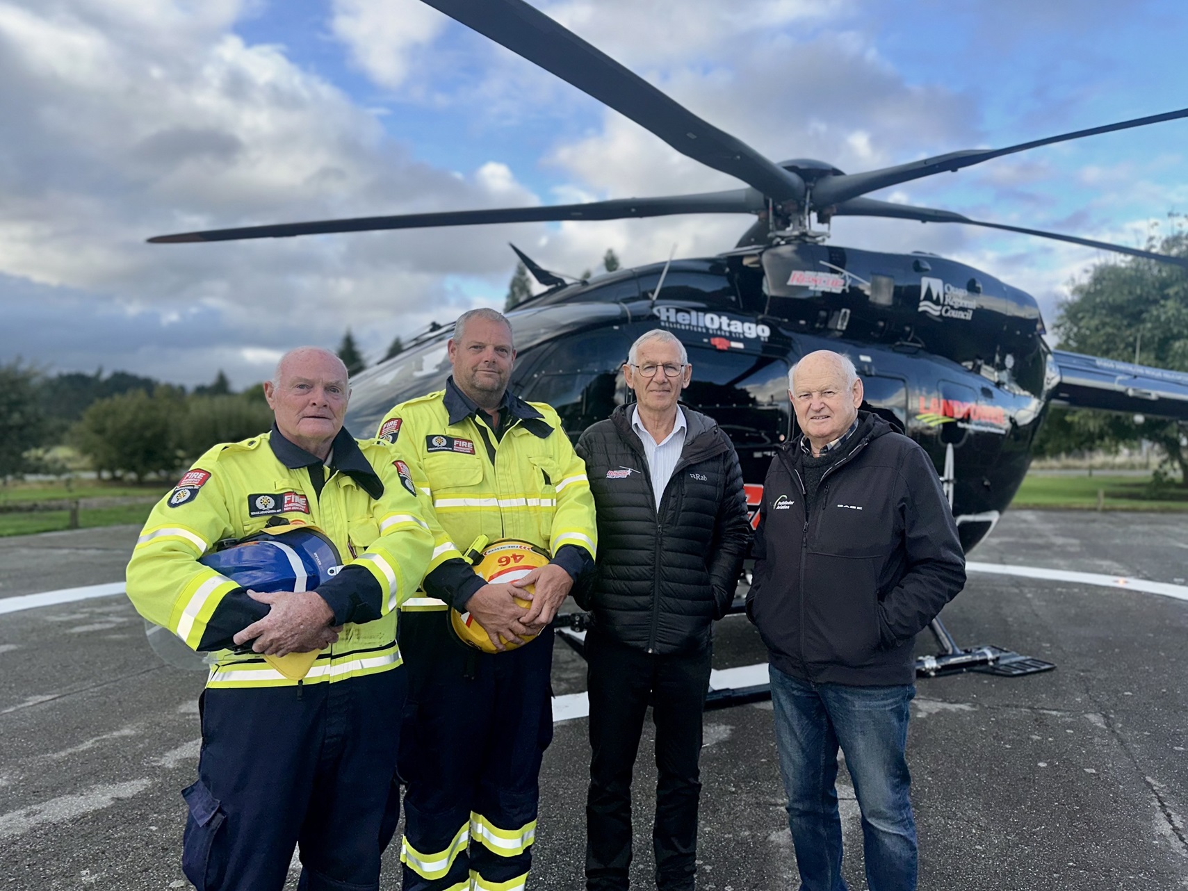 The people who made the helipad happen are (from left) Waikaia Volunteer Fire Brigade...