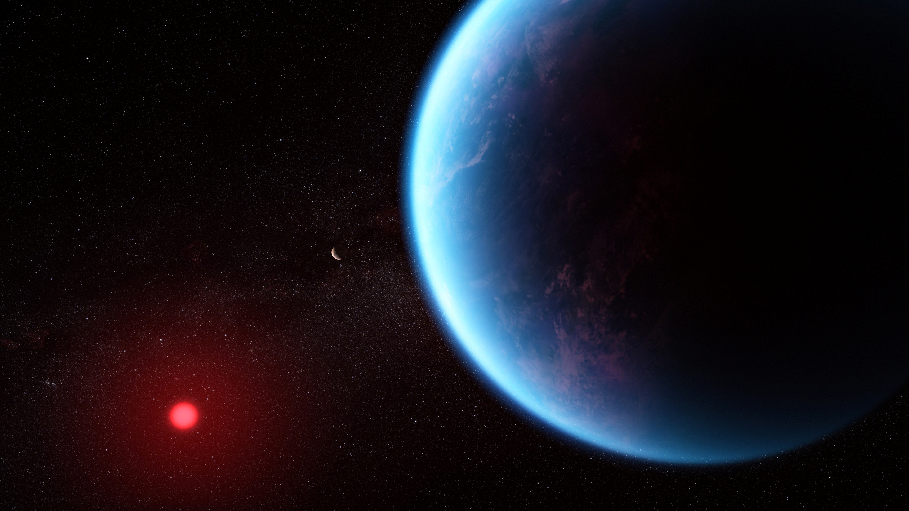An artist's concept shows what exoplanet K2-18 b could look like based on science data. Image:...