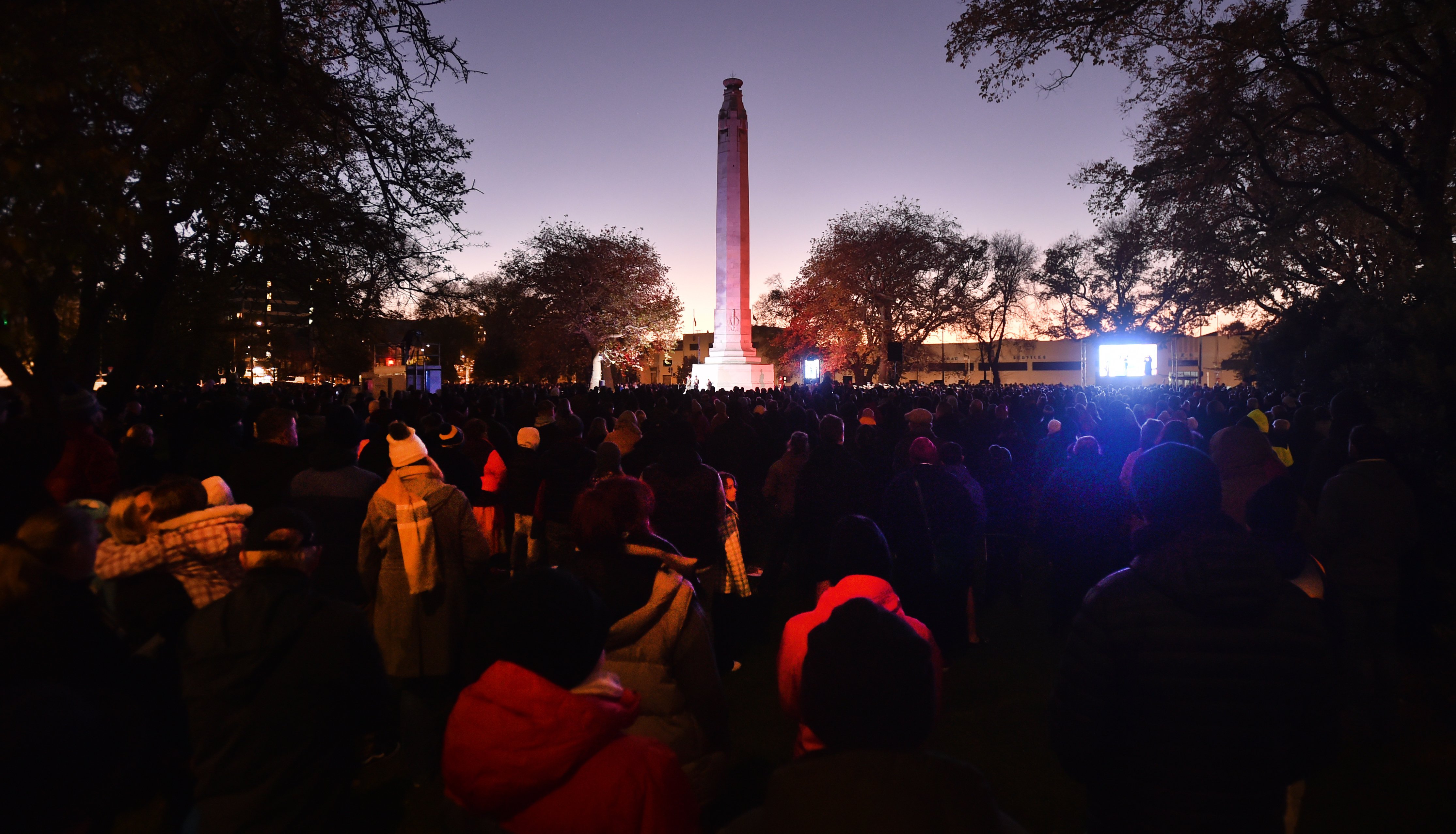 The crowd during the 2025 Anzac Day dawn service at the Cenotaph in Queens Gardens yesterday....