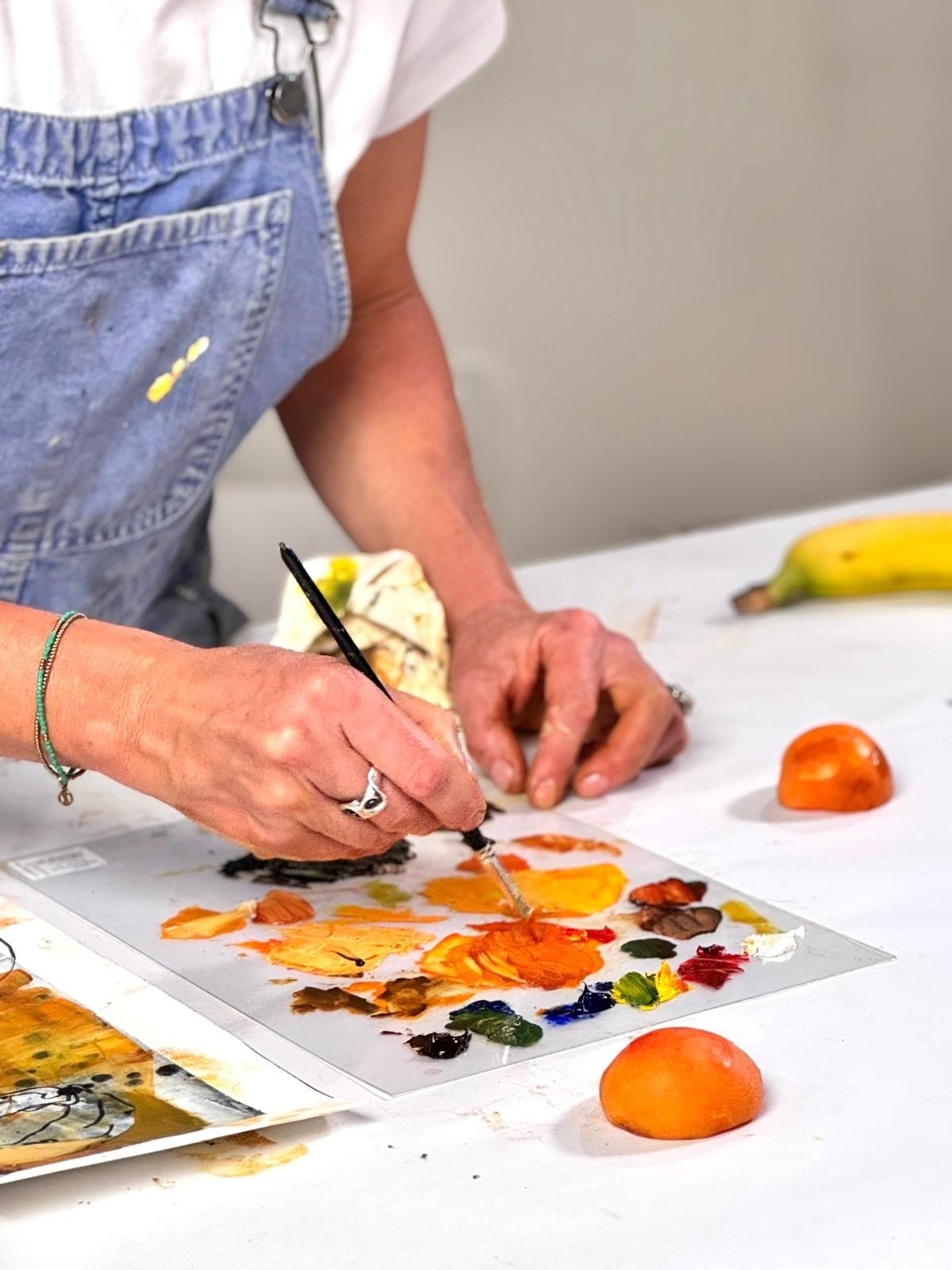 . . . and then the fruit can be colour-matched for her paintings.