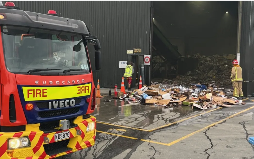 The blaze at Glenda Drive threatened the council recycling building. Photo: Queenstown Lakes...