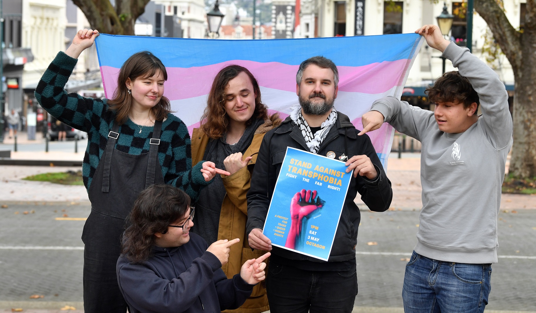 Dunedin rally organisers (from left) Mika Danks, Oscar Bartle, Neave Ashton, Brandon Johnstone...