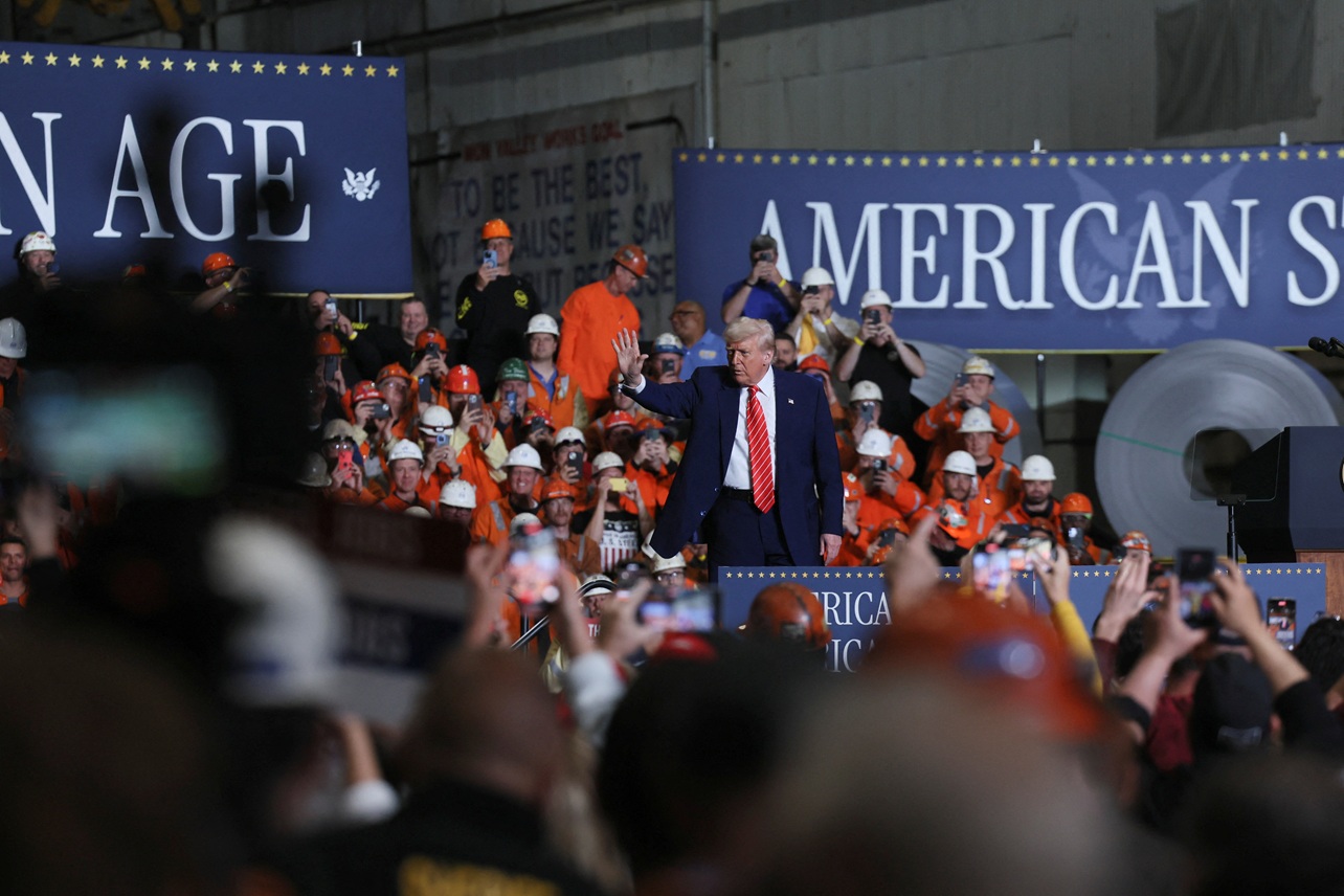 US President Donald Trump visits US Steel Corporation–Irvin Works in West Mifflin, Pennsylvania....