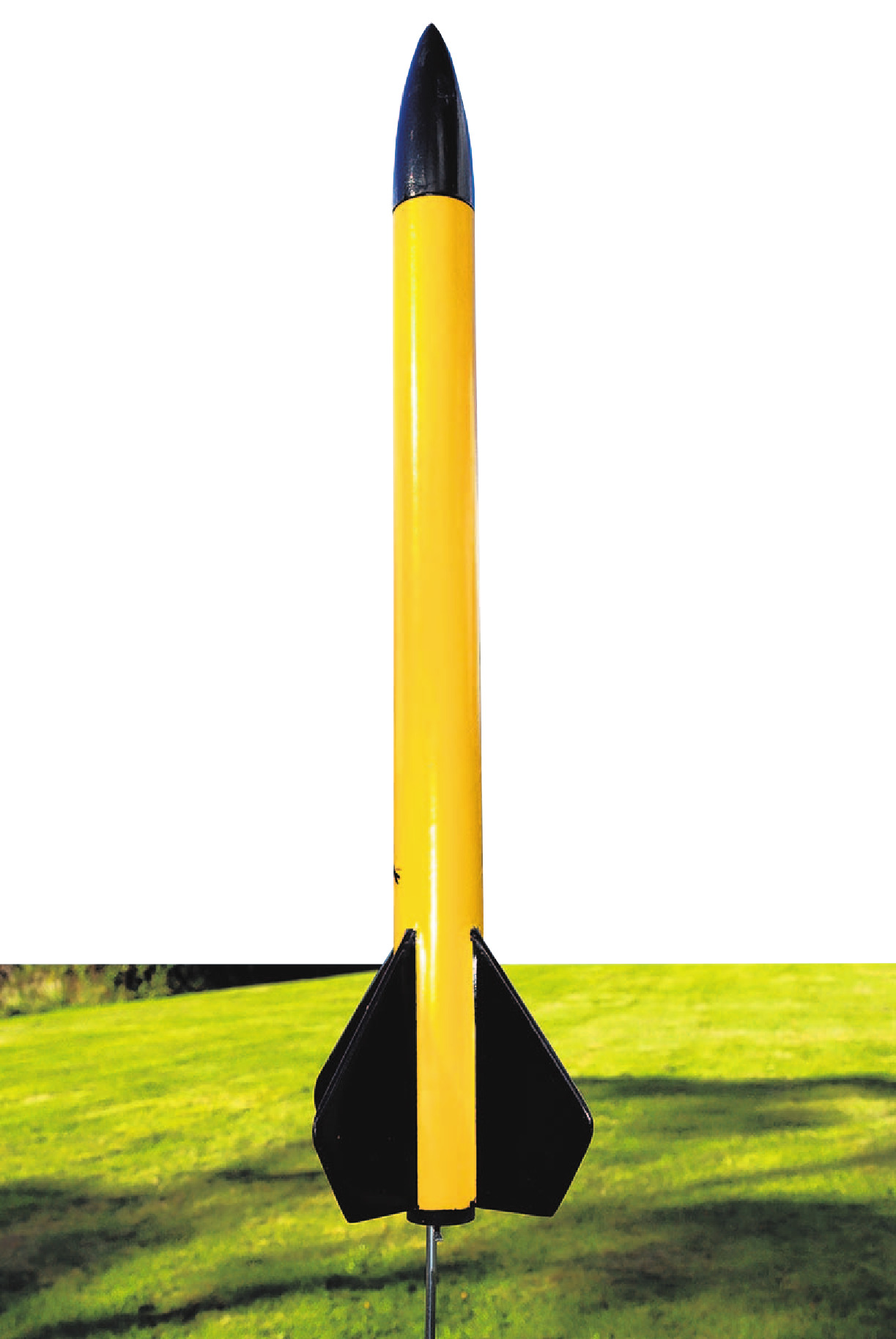 A model rocket of the type that participants at model workshops next week will build and launch.