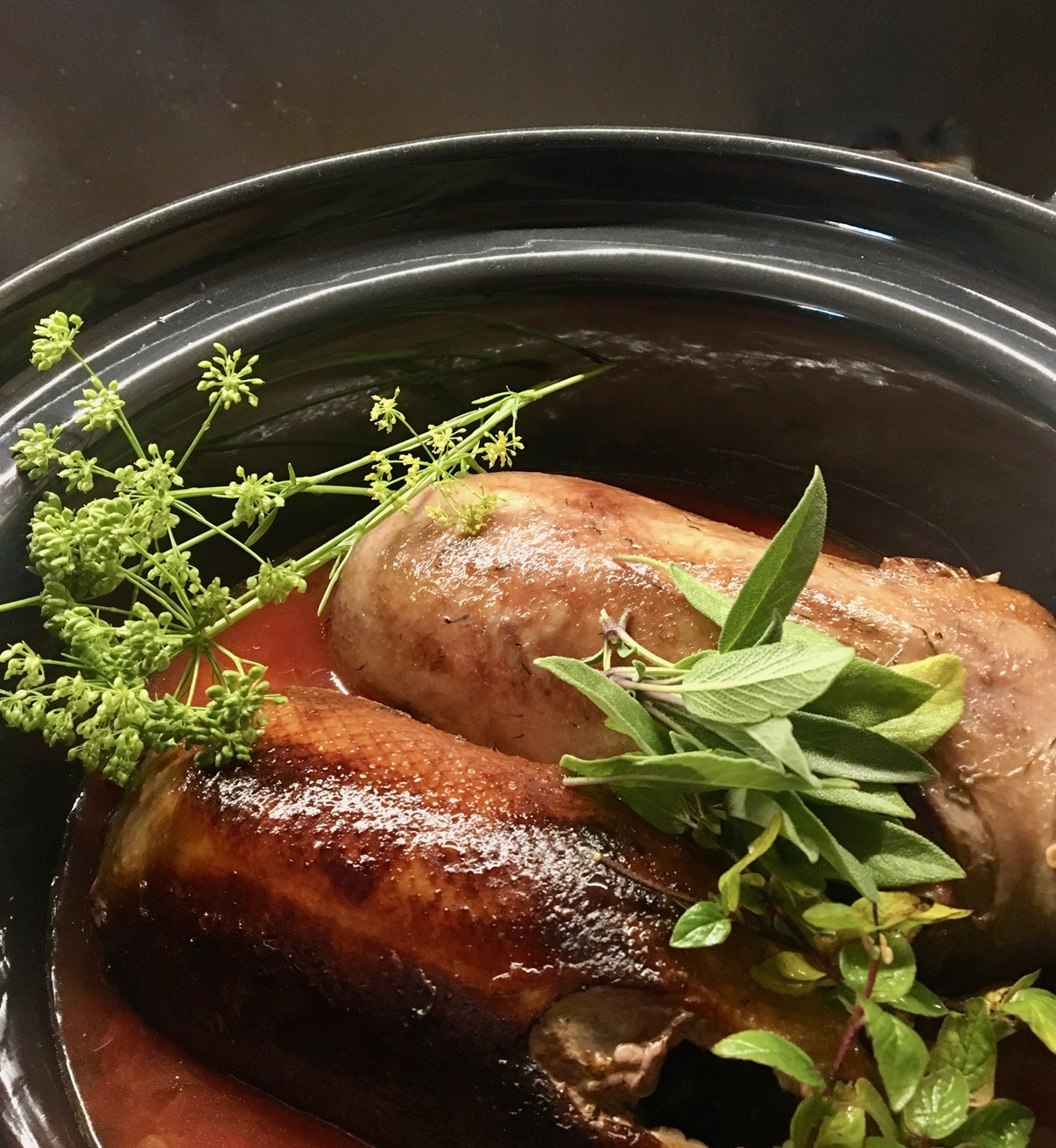 Wild duck in the slow cooker.