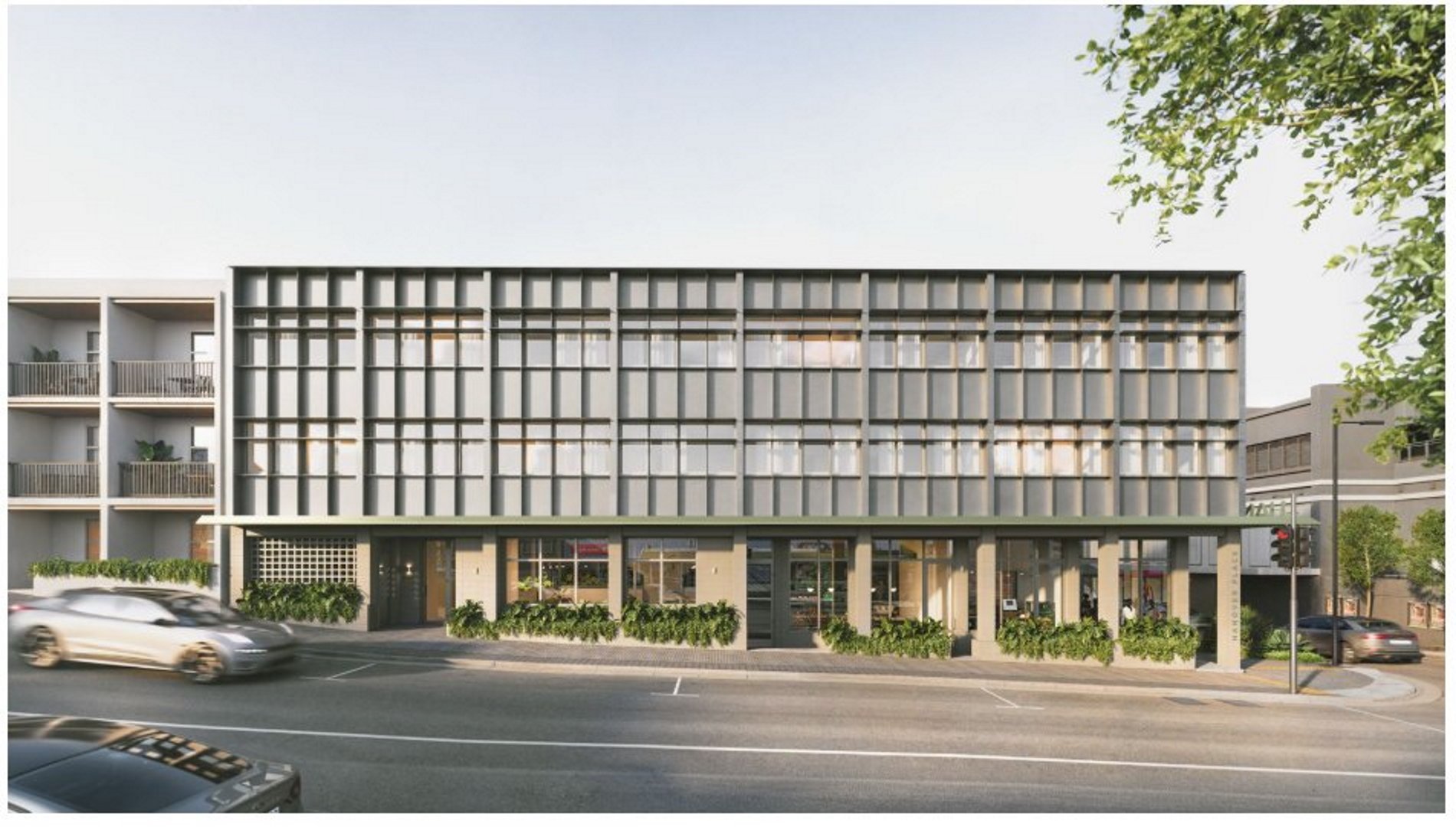A mock-up of a planned residential and commercial development at the corner of Filleul and...