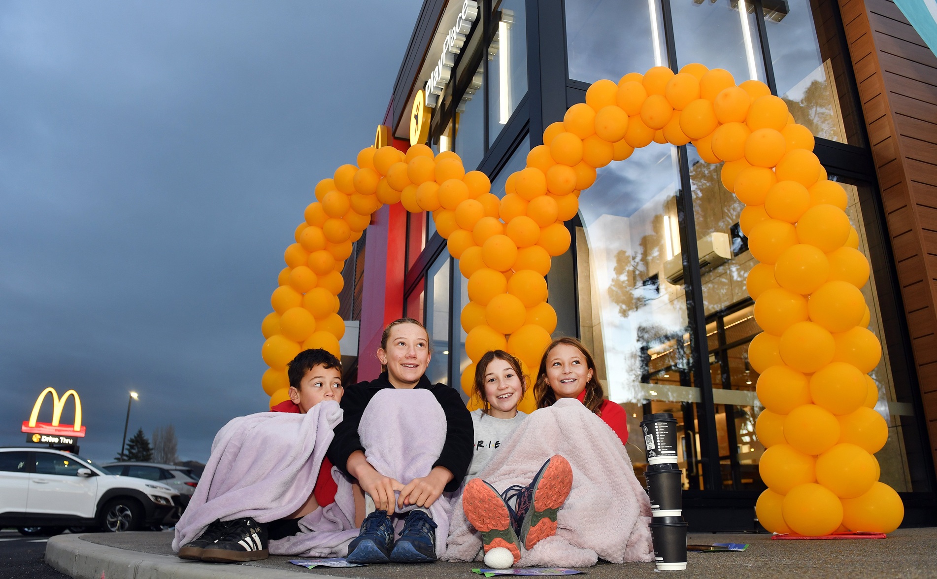 Fairfield children (from left) Arlo, 7, Luna, 11, and Enya Mirrielees, 10, with Scarlett Gunn, 9,...
