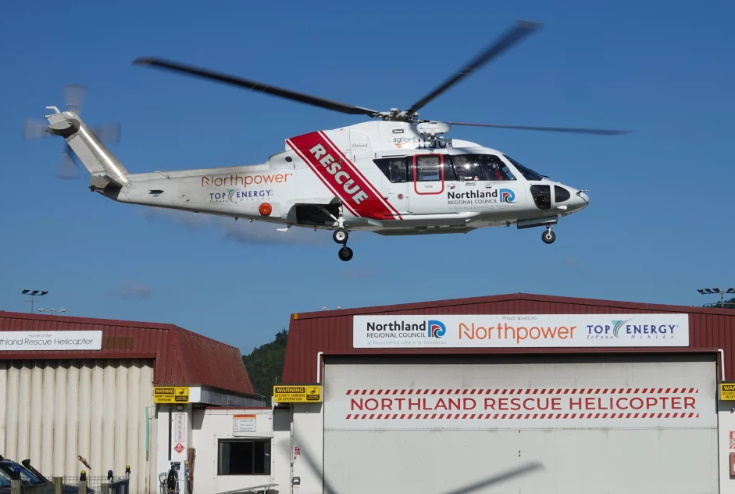 A Northland Rescue Helicopter lifts off from its base in Kensington, Whangarei. Photo: RNZ/Peter...