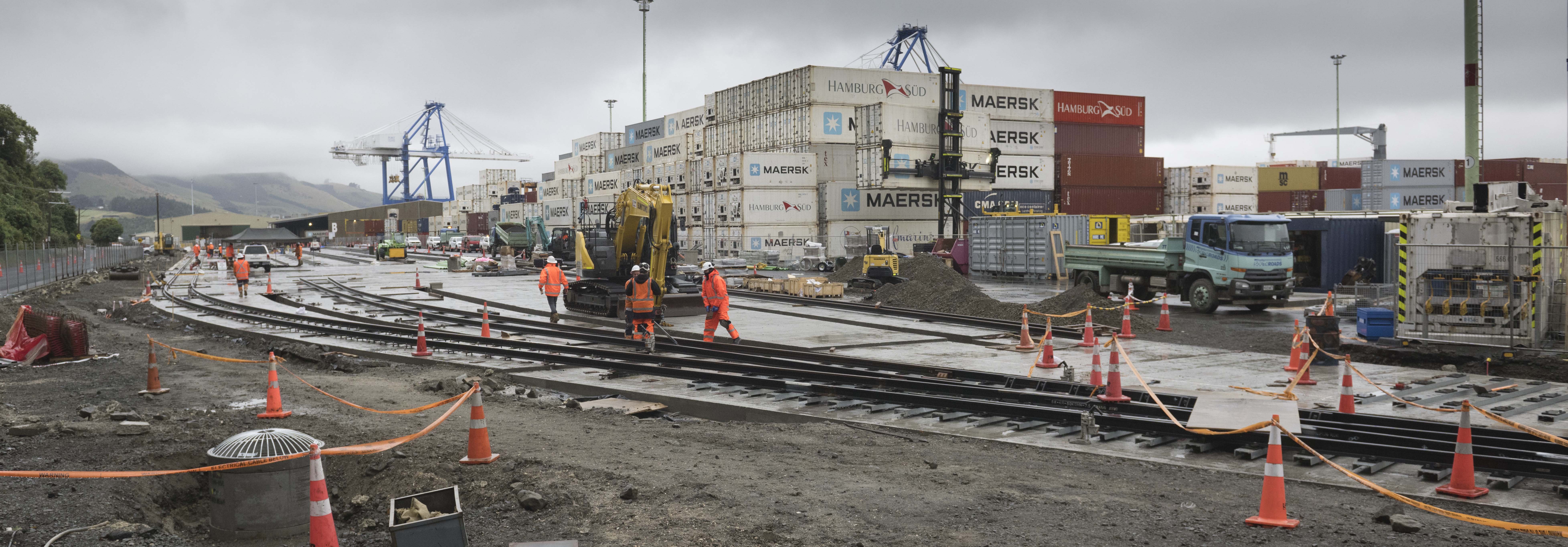 People at work on the railway marshalling yard at Port Otago in Port Chalmers yesterday. PHOTO:...