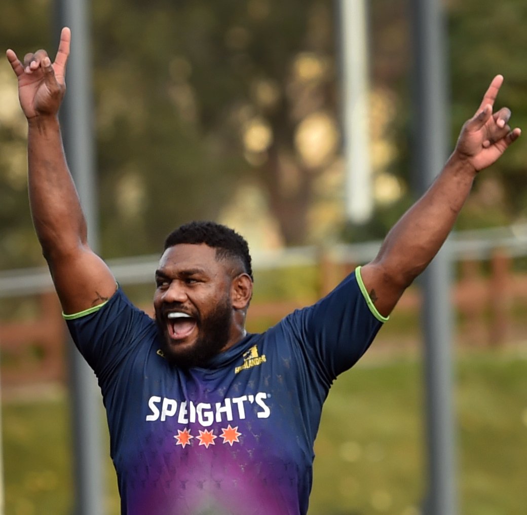 Highlanders co-captain Timoci Tavatavanawai has a laugh during a training session at Logan Park...