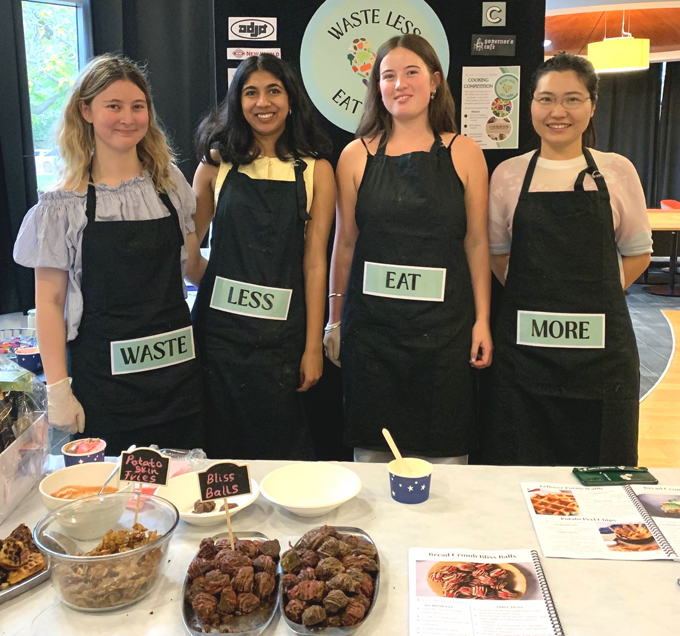 Offering recipes using wasted food items are students (from left) Cassie Anderson, Akisha Nonis,...