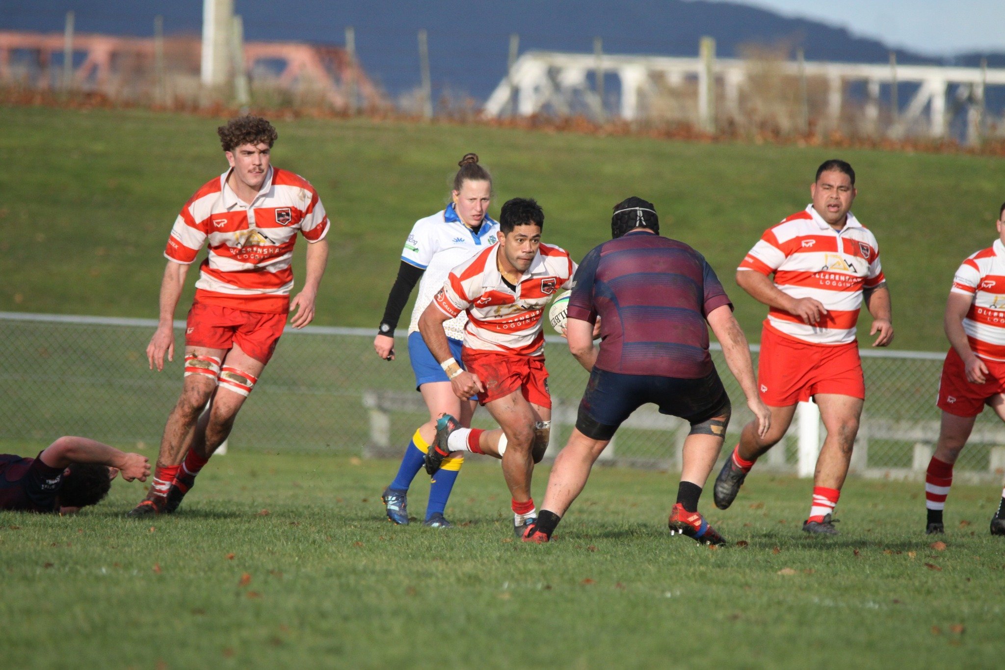 Clutha’s Sam Viliamu takes on Clutha Valley defender Regan Gillespie during the Southern Region...