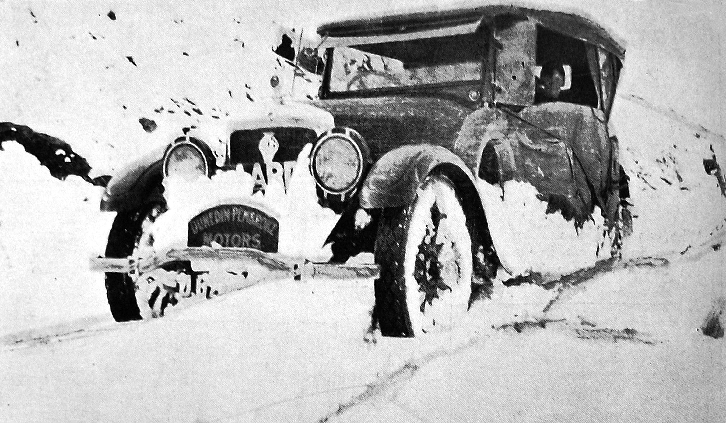 An ‘Aard’ service car operated by Dunedin-Pembroke Motors encounters snow on the Crown Range. —...