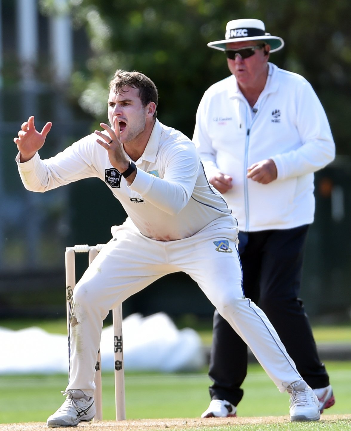 Otago Volts all-rounder Dean Foxcroft gets excited during a Plunket Shield match against Auckland...