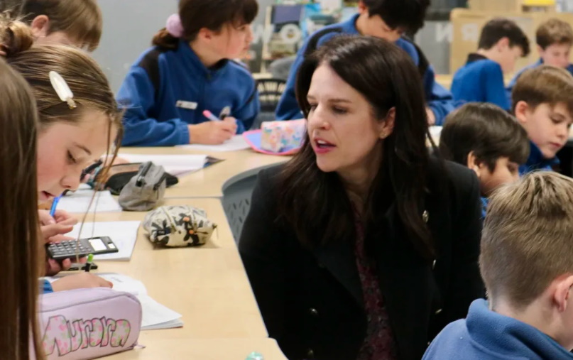 Education Minister Erica Stanford visits Queenstown's Te Kura Whakatipu o Kawarau. Photo: RNZ...