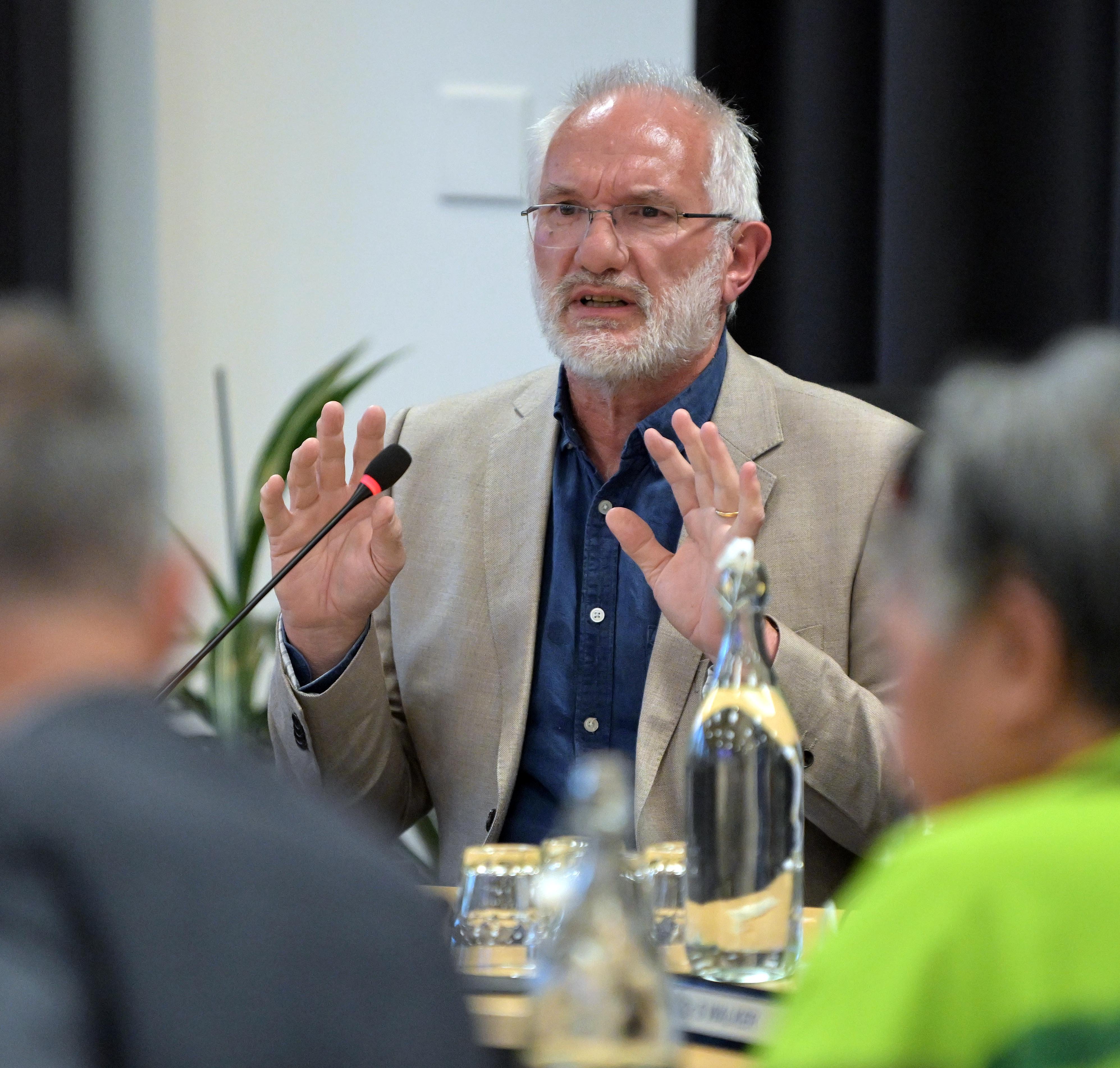 Mayfair Theatre Charitable Trust chairman Geoff Patton speaks to Dunedin city councillors about...