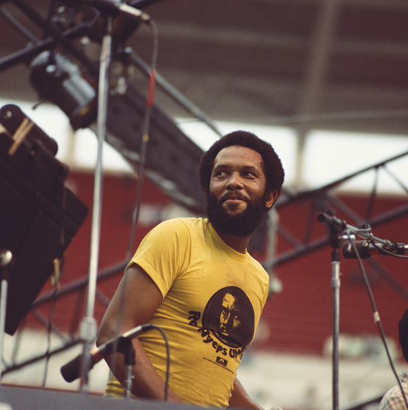 Roy Ayers, US funk, soul and jazz composer and vibraphone player, during a live concert...