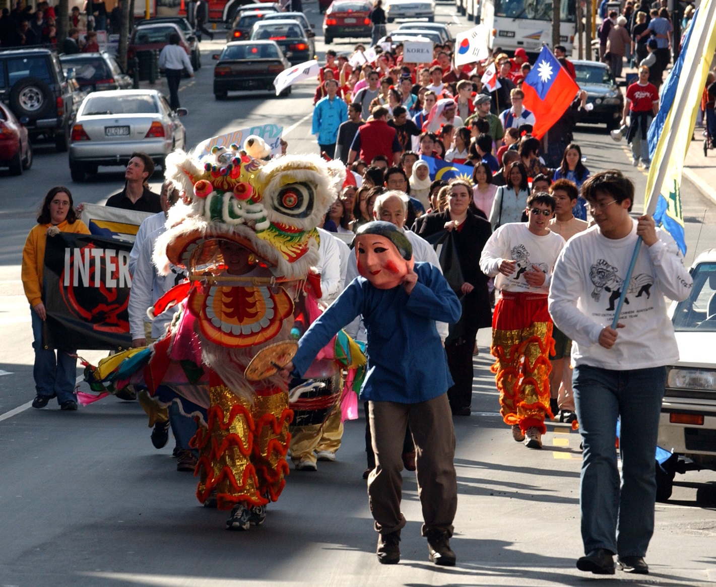 An international students’ parade in George St. Photo: Gerard O'Brien