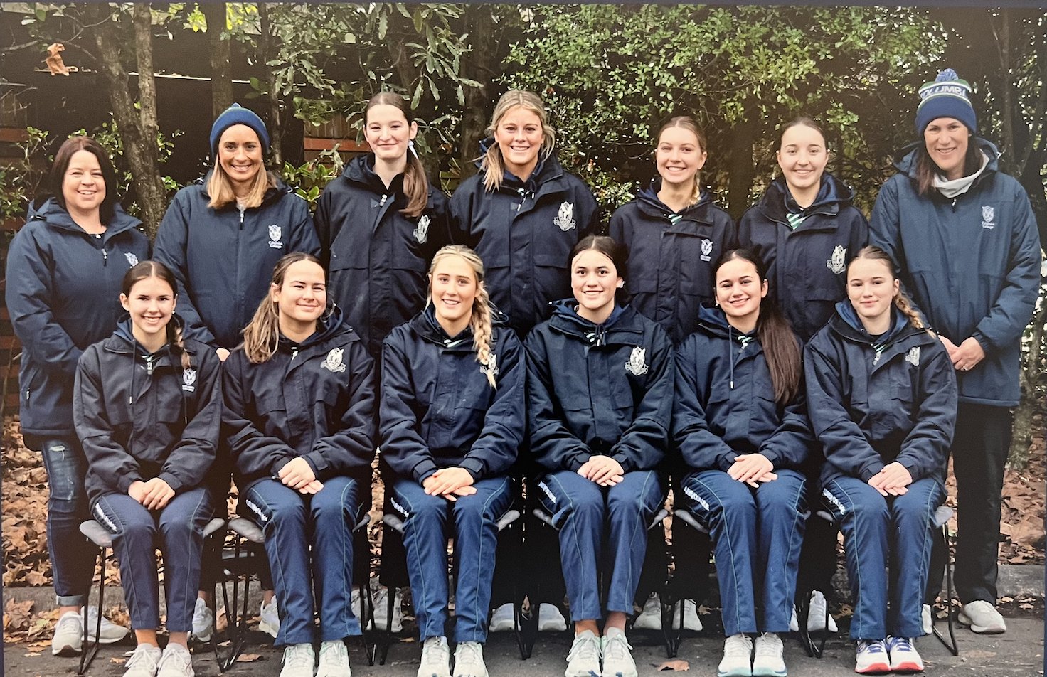 Jodi Brown (back right) with her Columba College netball team.