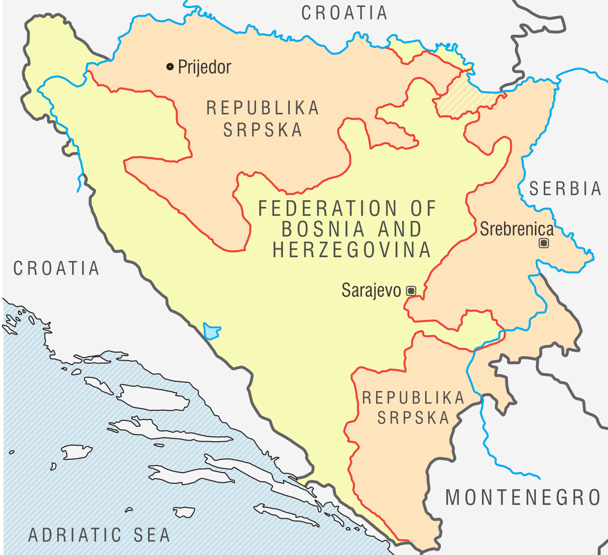 Following the war, Bosnia Herzegovina was divided into the Federation of Bosnia-Herzegovina and ...