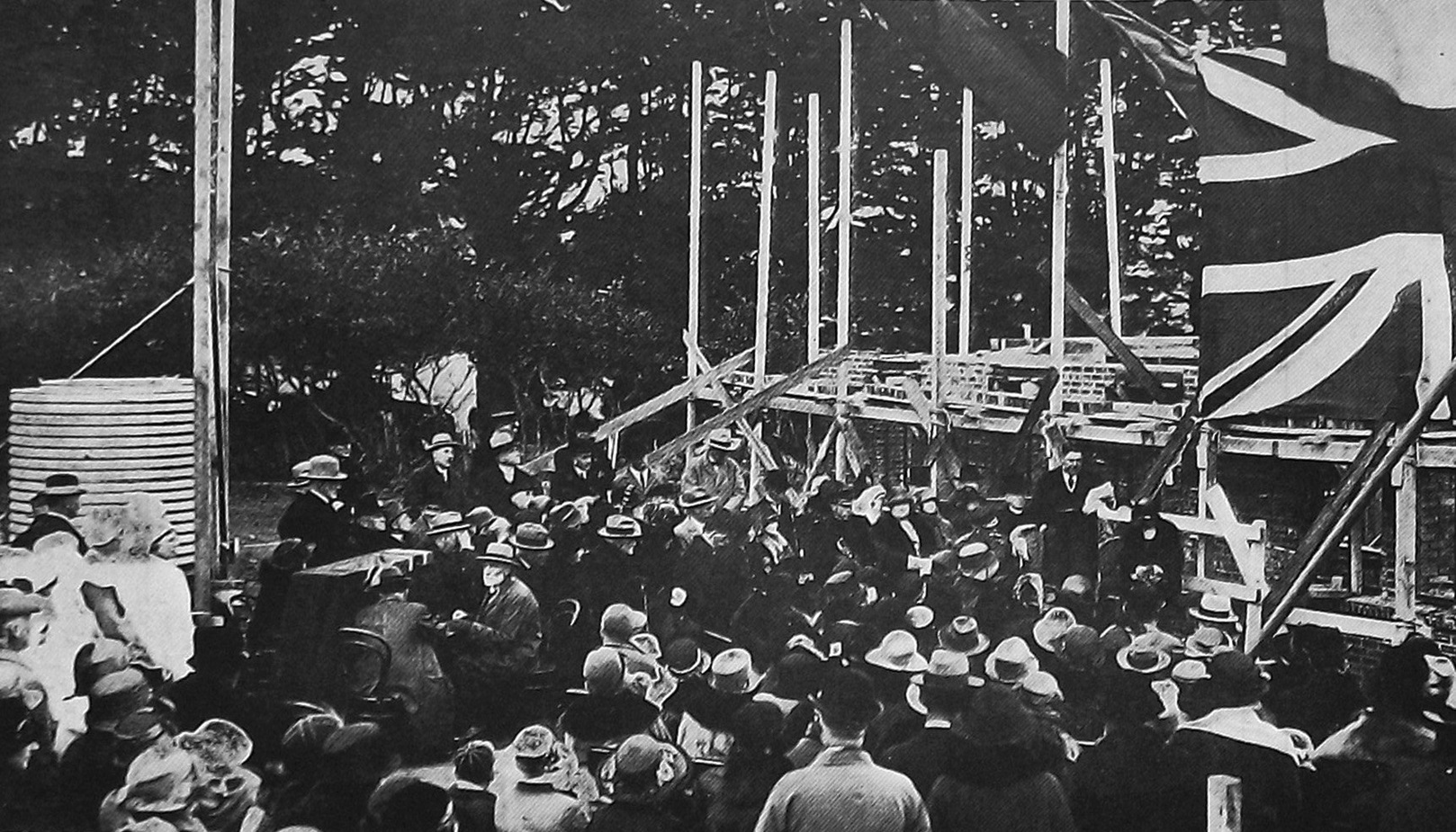 Governor-General Sir Charles Fergusson lays a foundation stone for a new nurses’ home at Karitane...