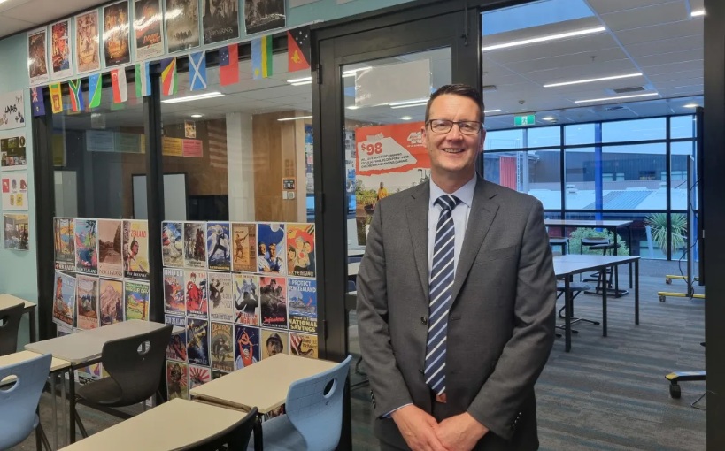 Shirley Boys' High School principal Tim Grocott is delighted with the new walls in the formerly...