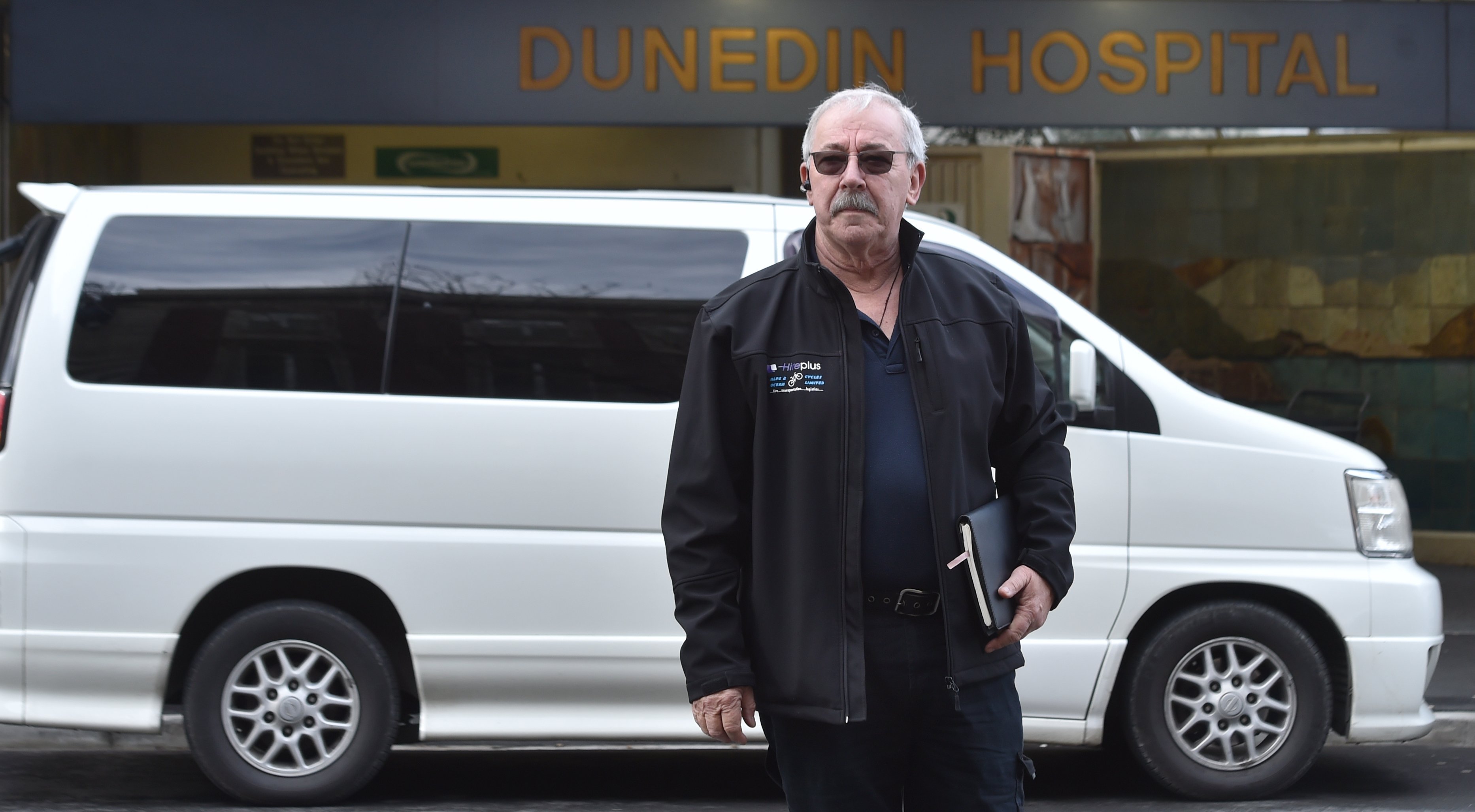 Oamaru to Dunedin shuttle driver Trevor Goodin outside Dunedin Hospital in 2023. PHOTO: PETER...