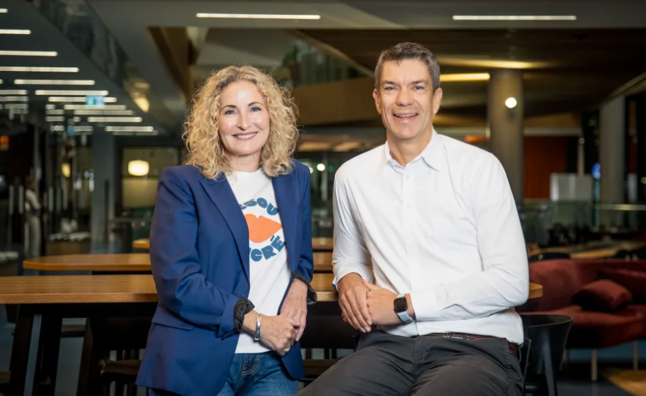 Stuff Group chief executive Sinead Boucher and TradeMe chief executive Anders Skoe. Photo:...