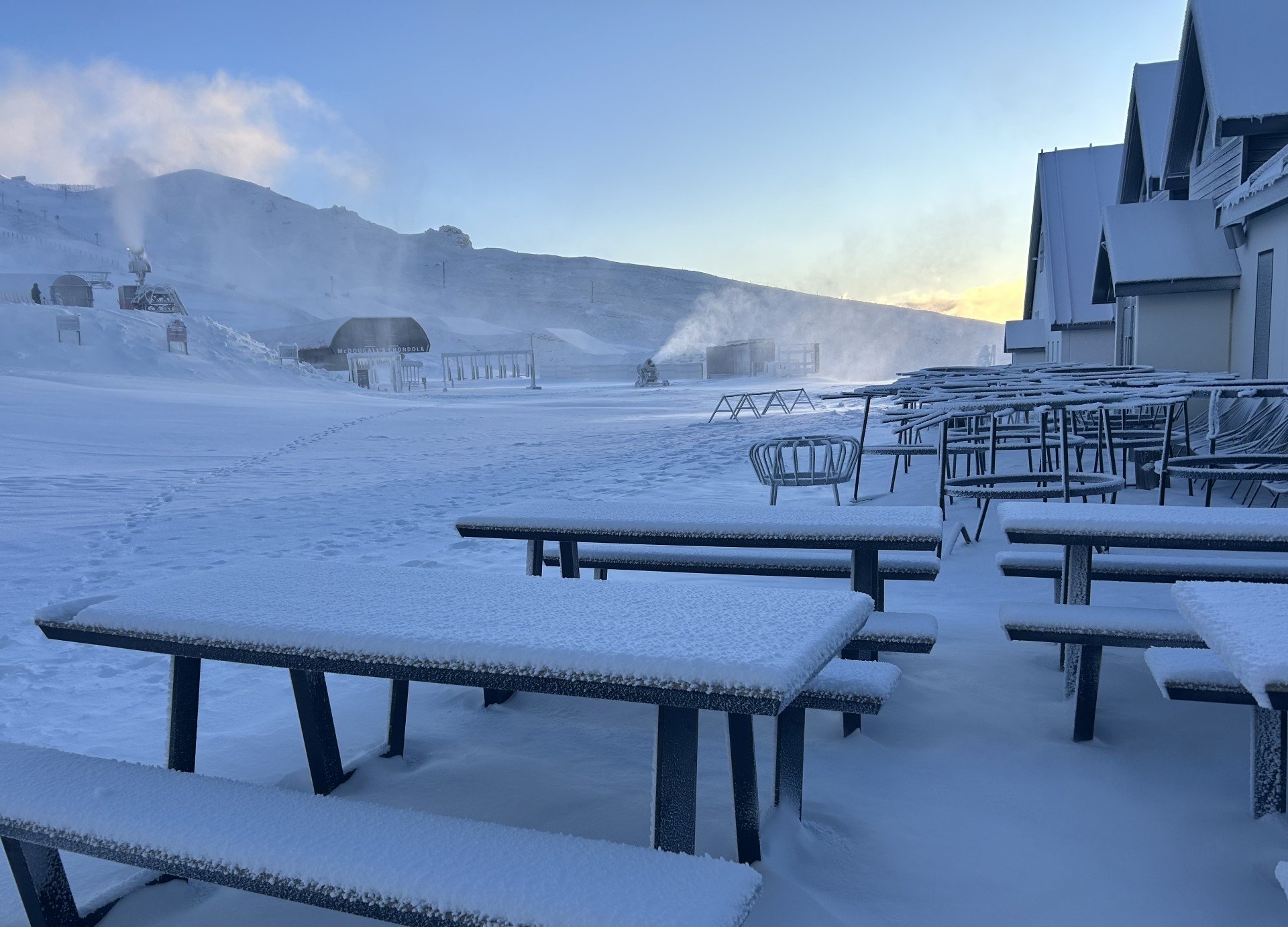 Cardrona skifield staff arrived to a thick blanket of snow yesterday morning. PHOTO: SUPPLIED