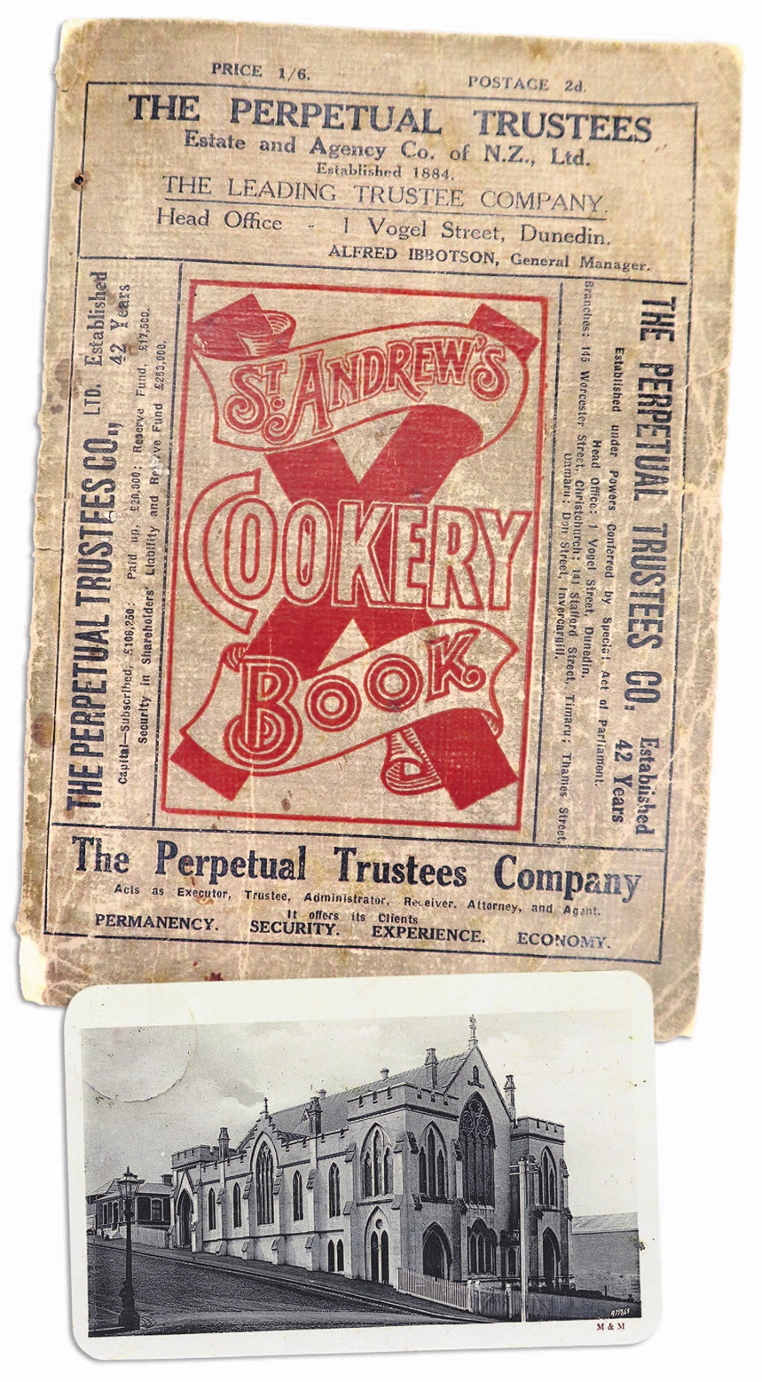 Above: St Andrew’s Church, postcard by Muir and Moodie. Top: St Andrew’s Cookery Book, 12th...