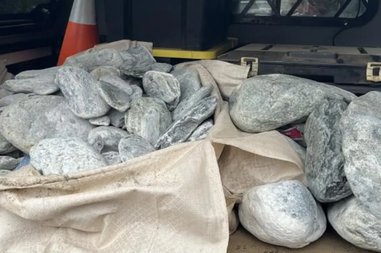 Police recovered 365 pieces of pounamu, West Coast. Photo: Supplied / NZ Police via RNZ