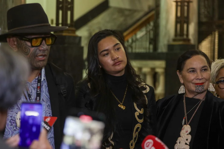 Te Pāti Māori MPs (from left) Rawiri Waititi, Hana Rāwhiti Maipi-Clarke and Debbie Ngarewa-Packer...