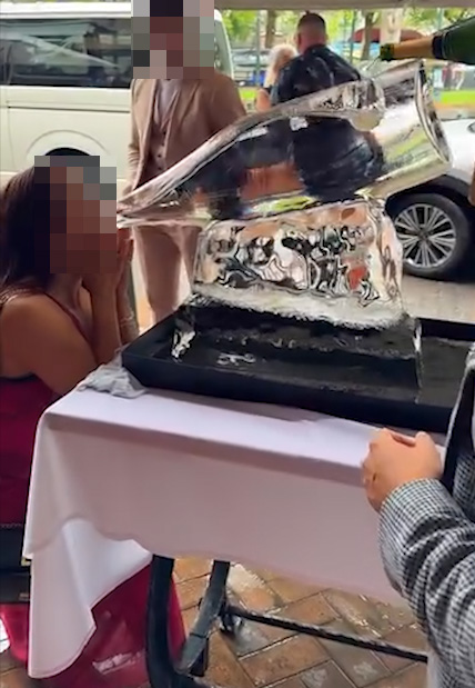 A screengrab from a video circulating on social media showed people drinking from the ice...