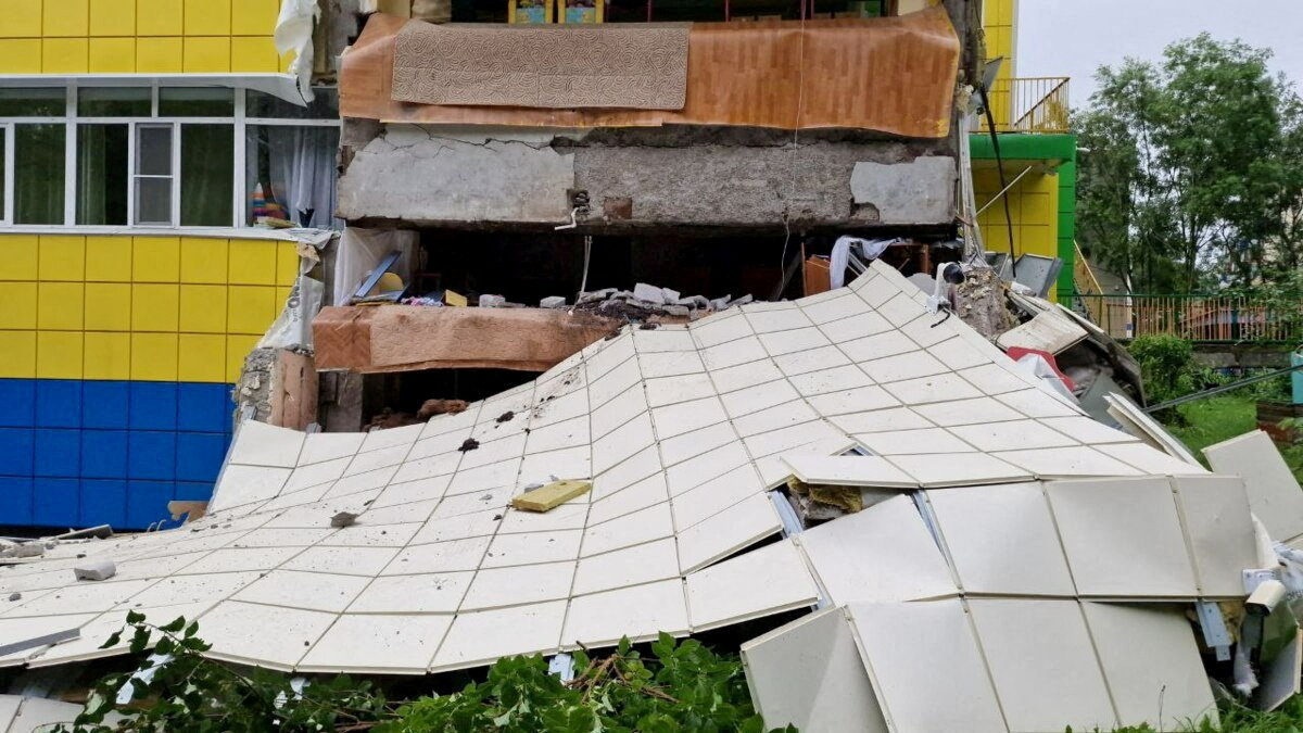 This kindergarten in Petropavlovsk-Kamchatsky was damaged by the powerful quake. Photo:...