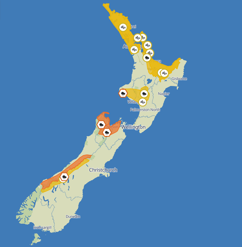 MetService said there was a front moving east across the country which was expected to bring...